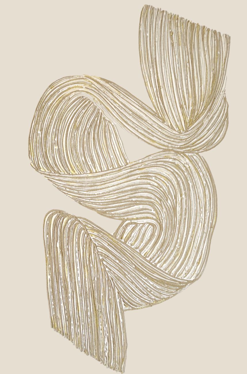 Real textured artwork in warm ivory and muted gold