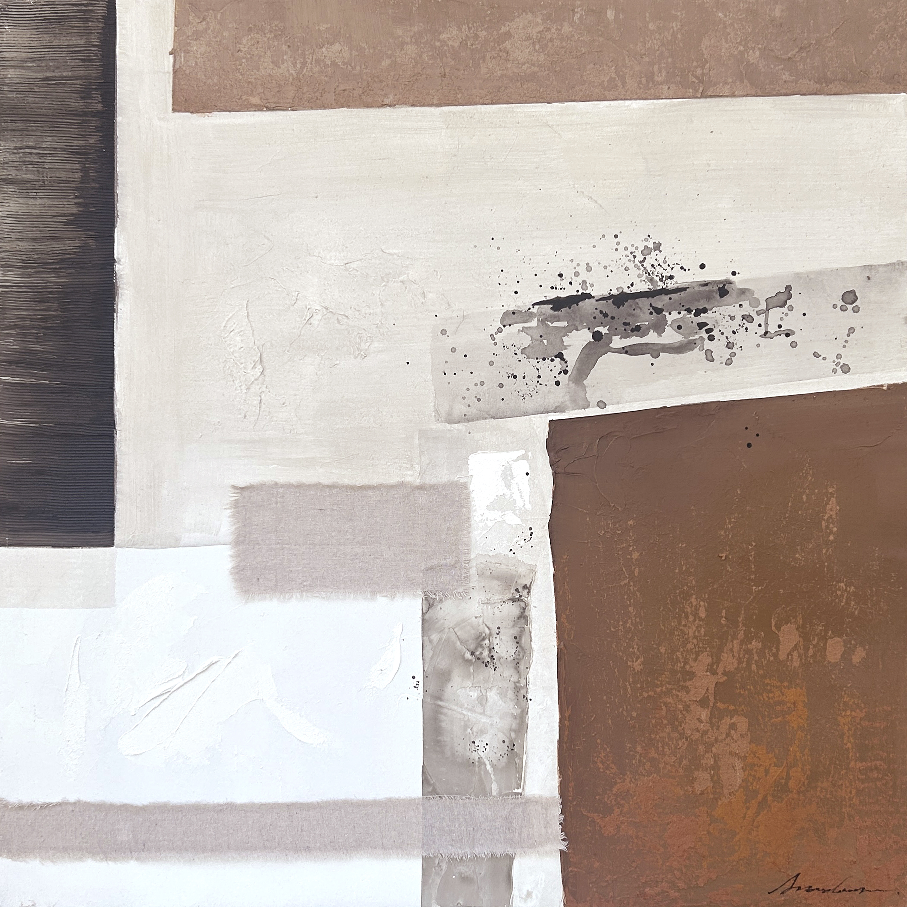 Real abstract artwork with a textured neutral composition